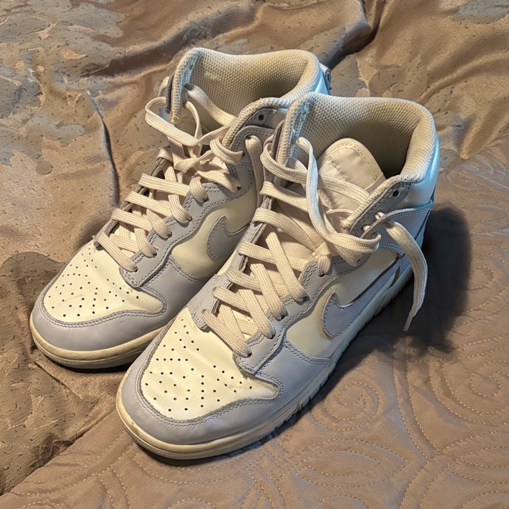 Nike Women’s High-Top Sneakers in White and Light Blue